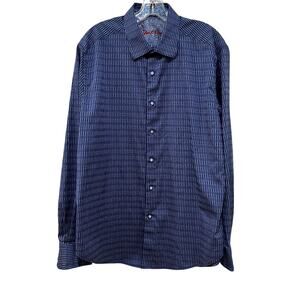 Robert Graham Shirt Mens XL Blue Classic Fit Geometric Button Front Long Sleeve